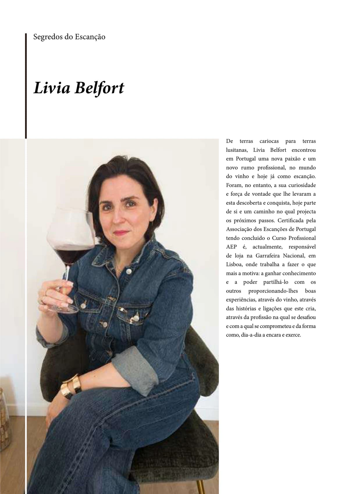 Capa da publicação O Escanção com entrevista de Lívia Belfort