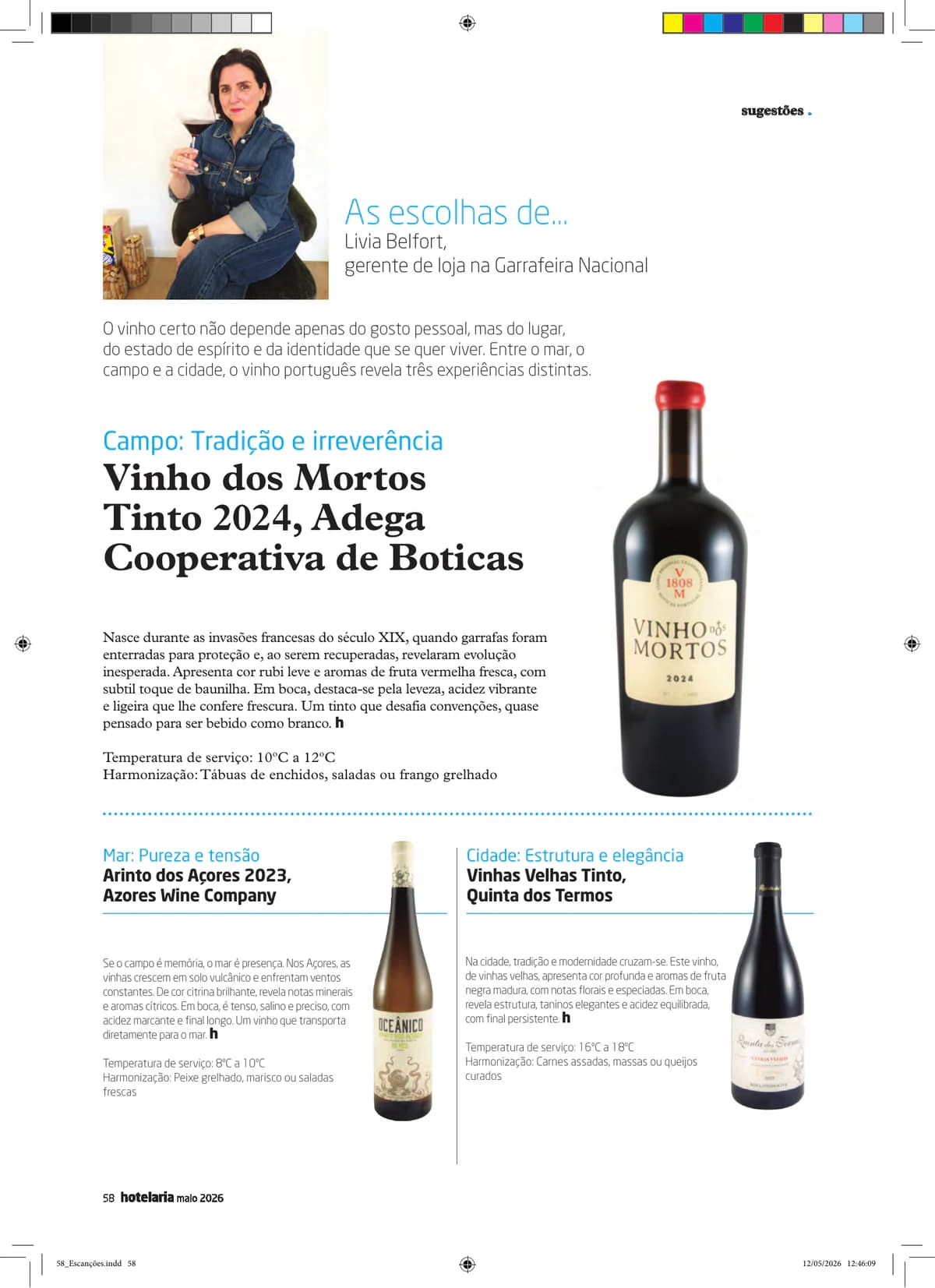 Capa da publicação Hotelaria com artigo sobre vinhos portugueses